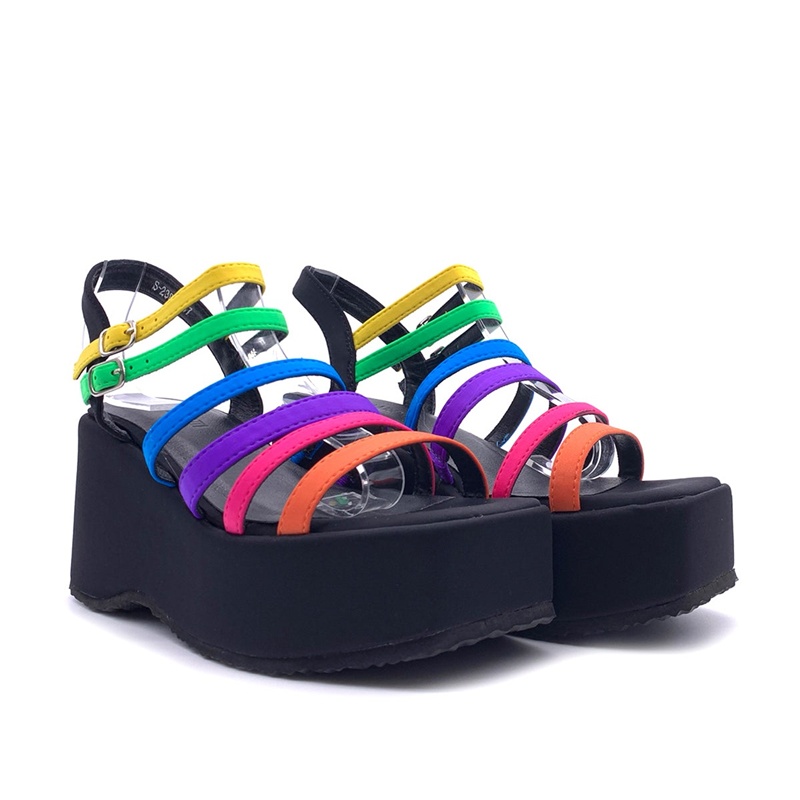 Casual Sandal Leather - 내로우 밴드 믹스 컬러 샌들 섹시