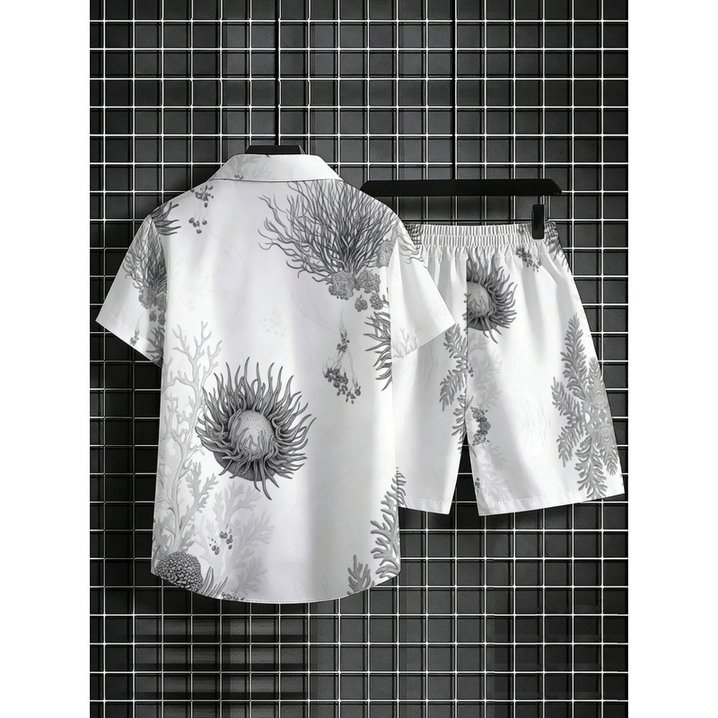 남성용 플로럴 하와이안 셔츠 & 반바지 세트 폴리에스터 - Resort Shirt Floral 리뷰 및 가격