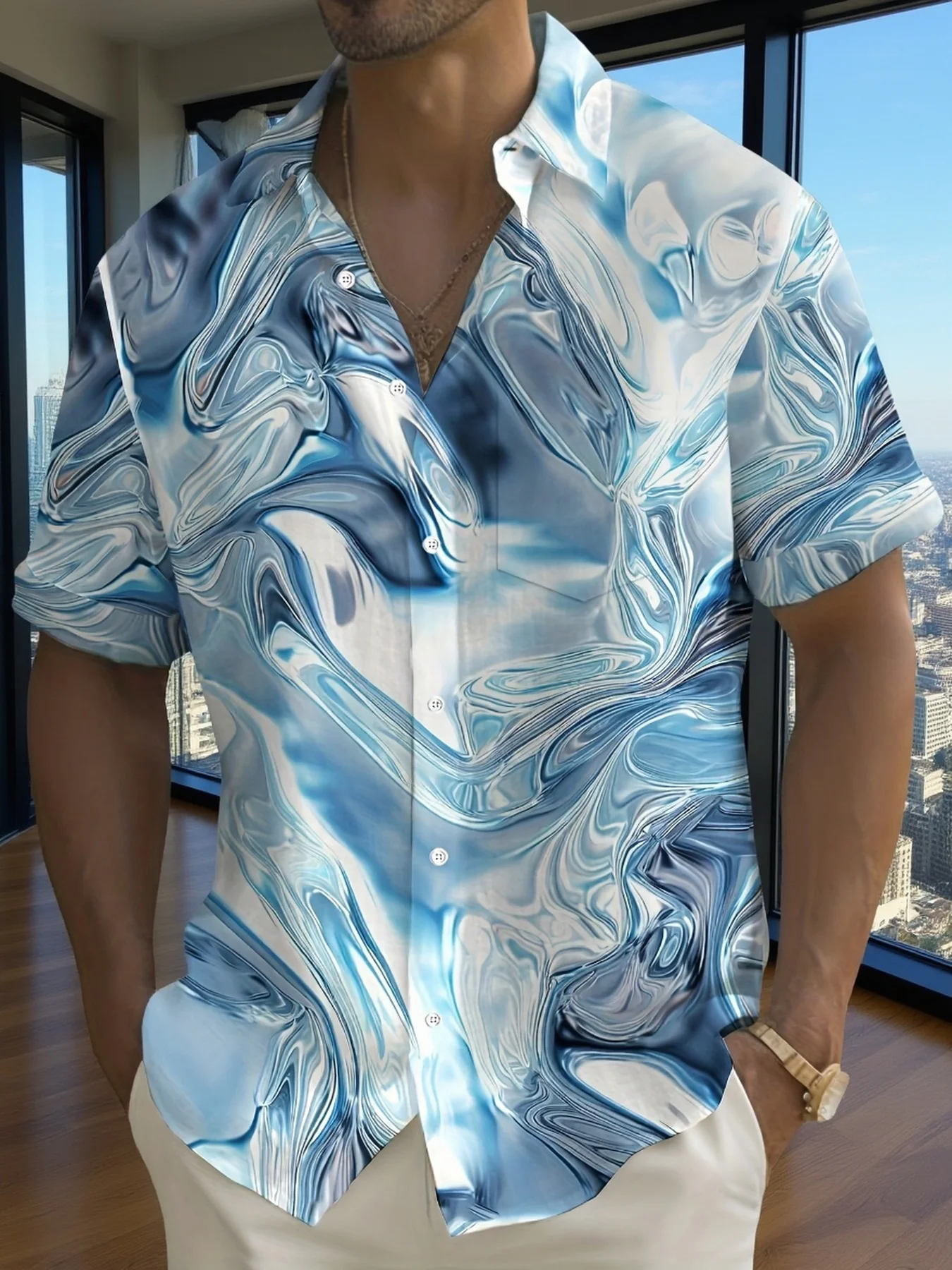 미니멀 잉크 텍스처 라펠 리조트 셔츠 멀티 행사용 의류 - Resort Shirt Floral 리뷰 및 가격