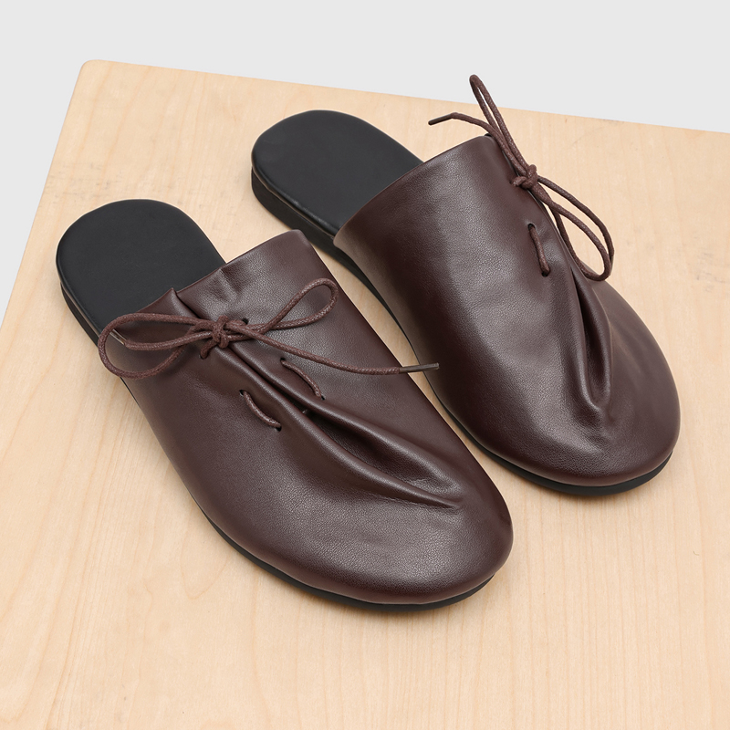 새롭고 세련된 편안한 남성용 하프 슬리퍼 사선 스트랩  - Flip Flop Leather Men 리뷰 및 가격