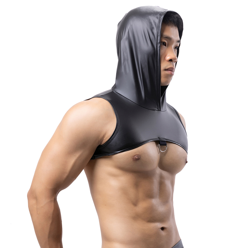 남성 가짜 가죽 후드 피트니스 탱크 탑 가슴 하네스 후 - Tank Top Muscle 리뷰 및 가격